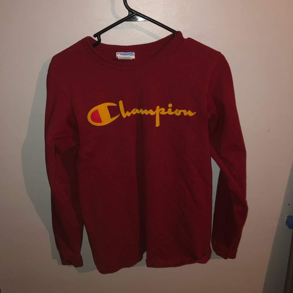 Champion Long-Sleeve Tee, Flock Script Logo